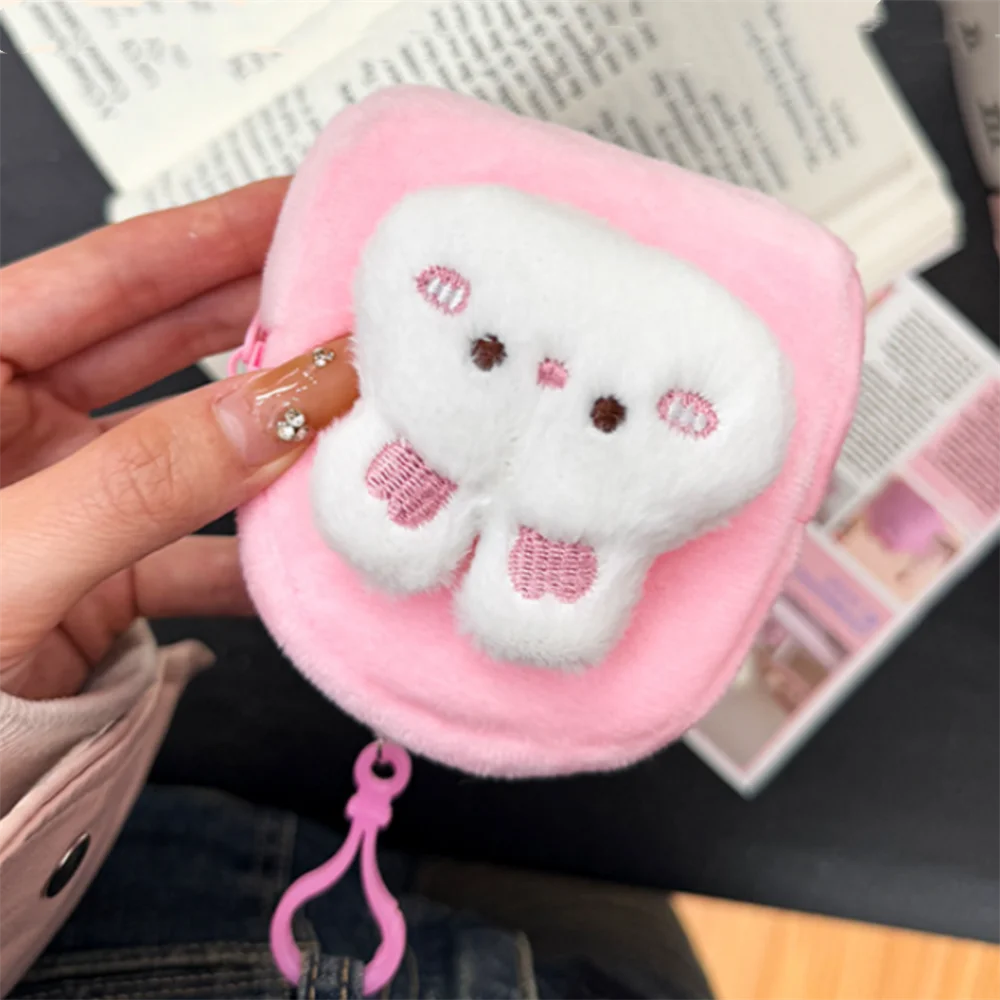 Cartoon Capybara Konijn Pluche Portemonnee Vrouwen Meisjes Leuke Oortelefoon Opbergtas met Sleutelhanger Kleine Portemonnee Tas Hanger Decoratie