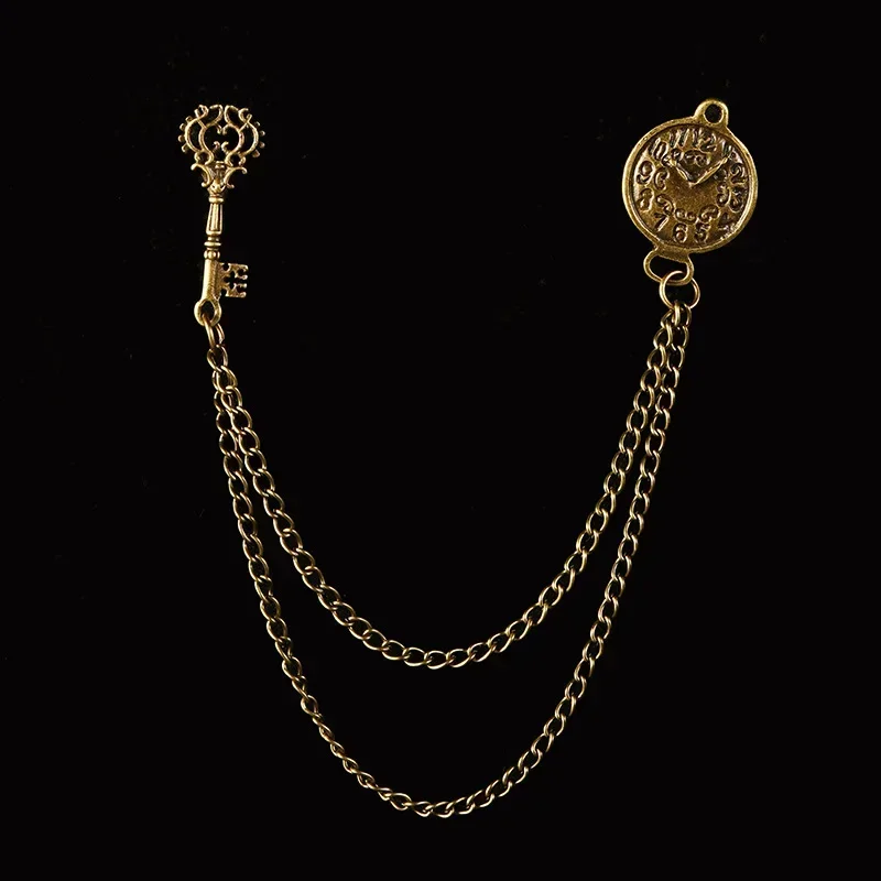 جديد خمر الطيور ستار بروش مع شرابة سلسلة الراين التلبيب دبابيس للرجال دعوى قميص شارة مجوهرات اكسسوارات #1