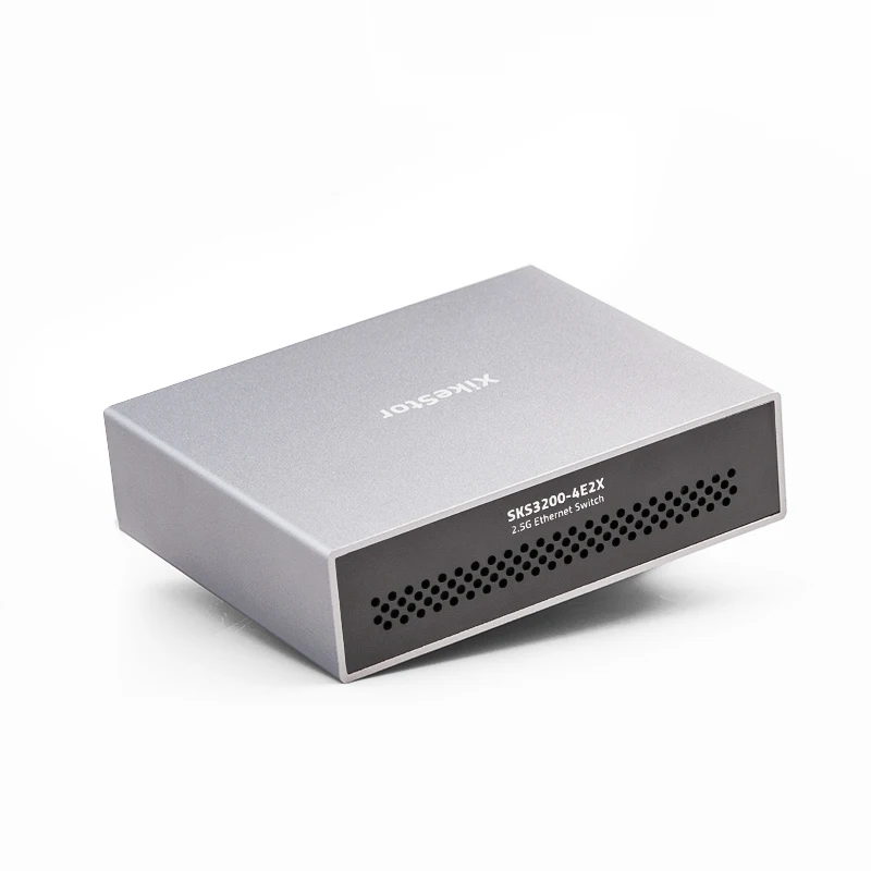 XikeStor SKS3200-4E2X 6-Port 2,5G/10G Ethernet-Switch, 4x 2,5G RJ45 + 2x 10G SFP+, Web Smart, VLAN, LAG, Aluminiumgehäuse