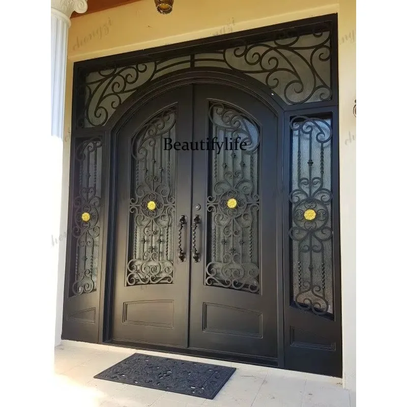 K153   Customization Custom High Quality Cast Iron Door Simple Iron Door Design Wrought Iron Door