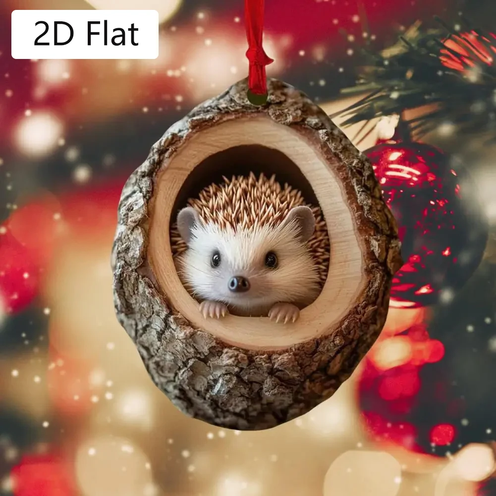 2D 2026 شجرة عيد الميلاد الديكور 2D شجرة حفرة الحيوانات عطلة المنزل الاكريليك قلادة عيد الميلاد 2026 السنة الجديدة ديكور حلية نافيداد