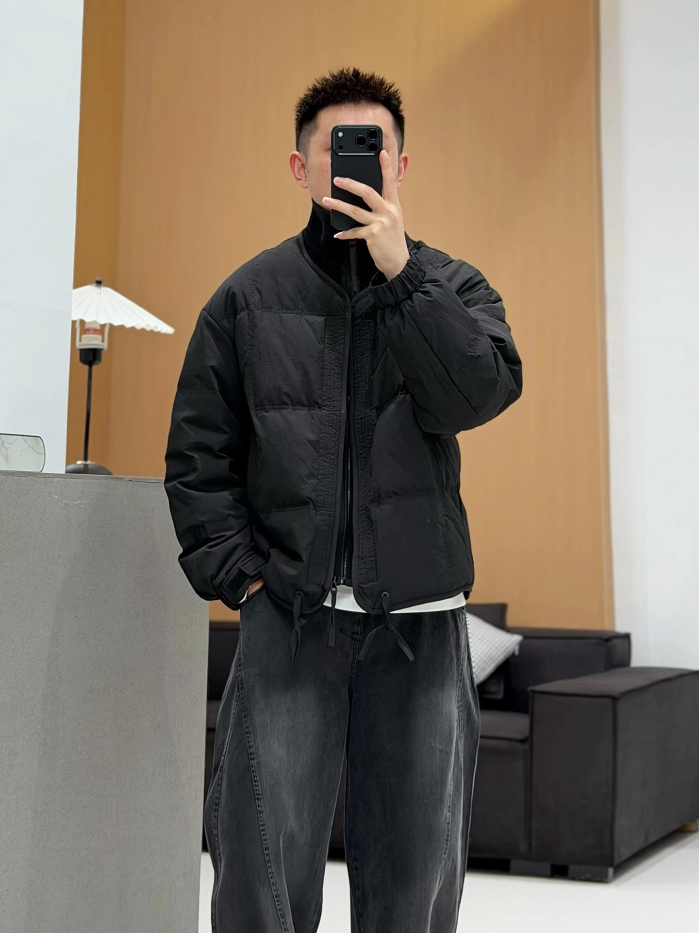 

Высококачественная мужская вязаная куртка-пуховик с воротником-стойкой и пэчворком, теплая верхняя одежда из пуха, повседневное утепленное зимнее пальто