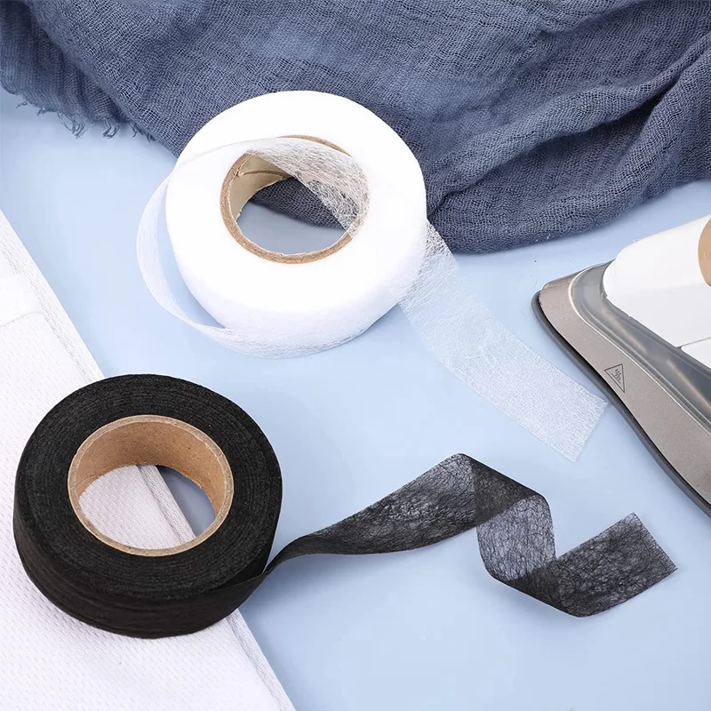 64M Fabric Fusing Tape Adhesive Hem Tape Iron on Tape Fusible Adhesive Hemming Strip to Repair Curtain Clothes Pants Pillow Case