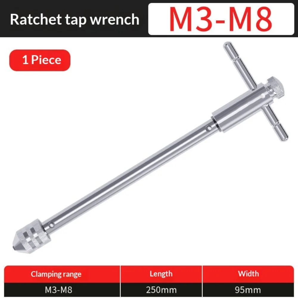 M3-M12 Adjustable Ratchet Tap Wrench Extended Forward Reverse Twister Thread Tapping Tool Tap Die Set T-Handle Hand Tools view 4