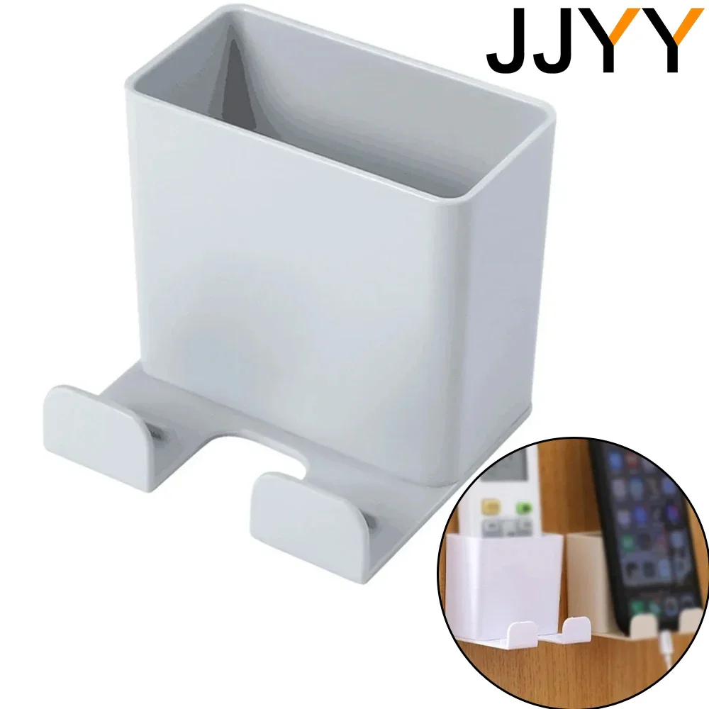 JJYY Mini Wall Mounted Mobile Plug Organizer Storage Rack Remote Control Organizer Home Essentials Organizer