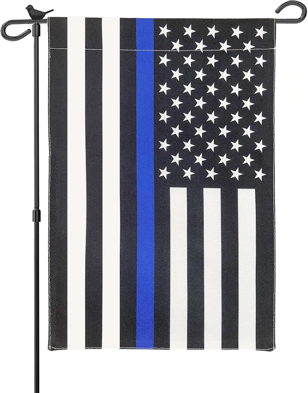 Homissor Thin Blue Line Flag Garden Flags 12x18 Inch Double Side Police Flag Blue Lives Matter Back First Responder