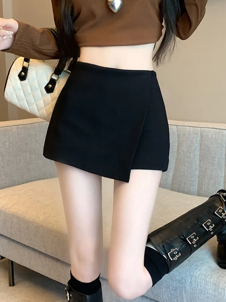 

Bla асимметричный костюм, юбка, брюки, женская юбка трапециевидной формы с высокой талией, корейская версия, чистый цвет