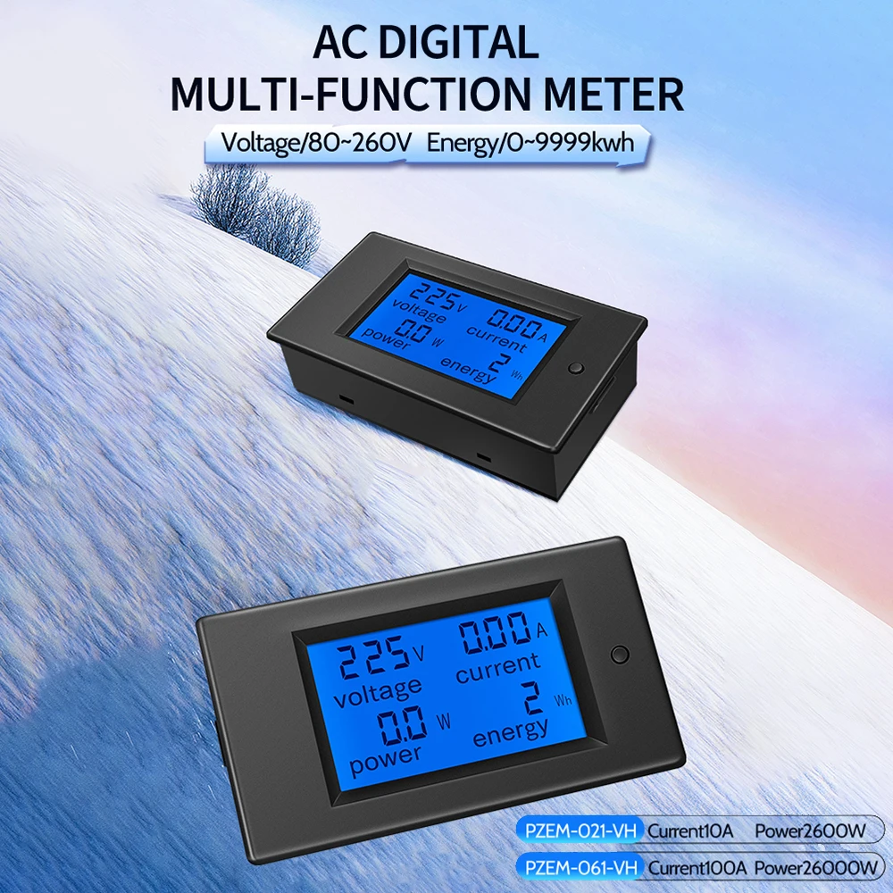 PZEM-021-VH Digital LCD Power Meter Multifunctional Digital Power Detection Instrument Energy Indicator AC 80-260V