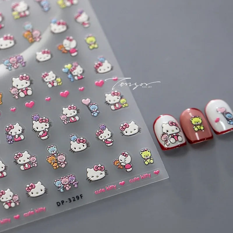 1PCS 5D 헬로 키티 네일 스티커 Sanrio 애니메이션 네일 아트 용품 Kurome Melody Pochacco 네일 아트 스티커 네일 액세서리