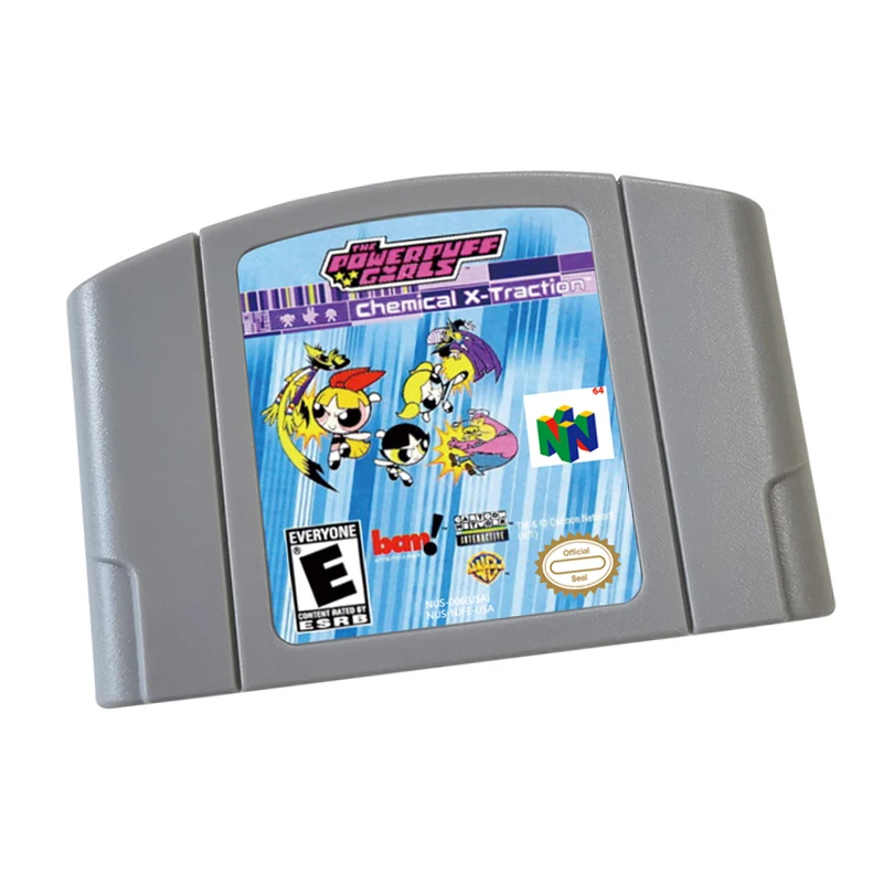 

Powerpuff Girls, The-Chemical X-Traction 64 Video Game Cartridge Card - Compatible model N64 – English - US Version