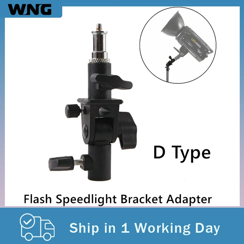 D Type Flash Speedlight Stand Bracket Shoe Mount Adapter with Umbrella Holder