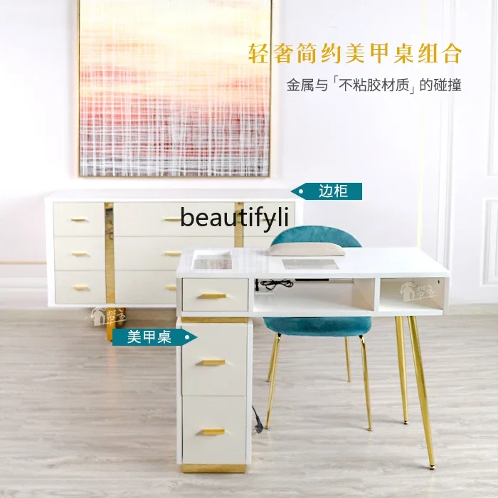 Fashion, manicure table and chair set with vacuum cleaner, single and double manicure table