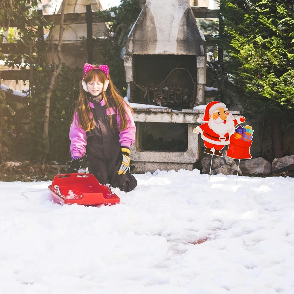 

5pcs Card Christmas Yard Sign Snowman Lawn Decoration Outdoor Signs Sturdy Material Christmas Yard Sign stakes included