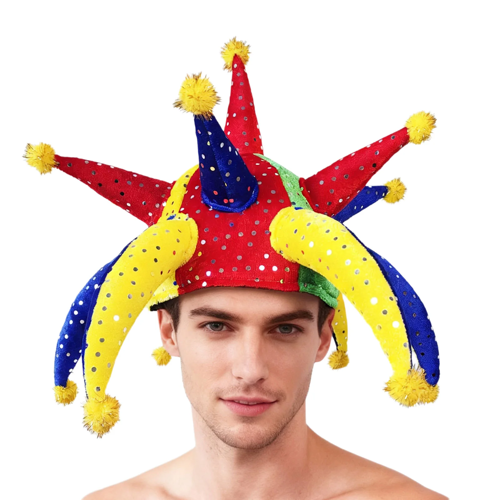 كرنفال السيرك تأثيري قبعة المهرج قبعة كرة القدم لمحبي يهتف الدعائم هالوين لعبة كرة القدم الرياضة المنافسة بار لوازم قبعة