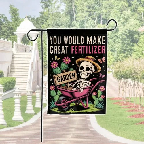 Funny Skeleton Halloween Garden Flag, 12x18 Inch Double Sided Flag FFLCCE ZZA WWL IIC