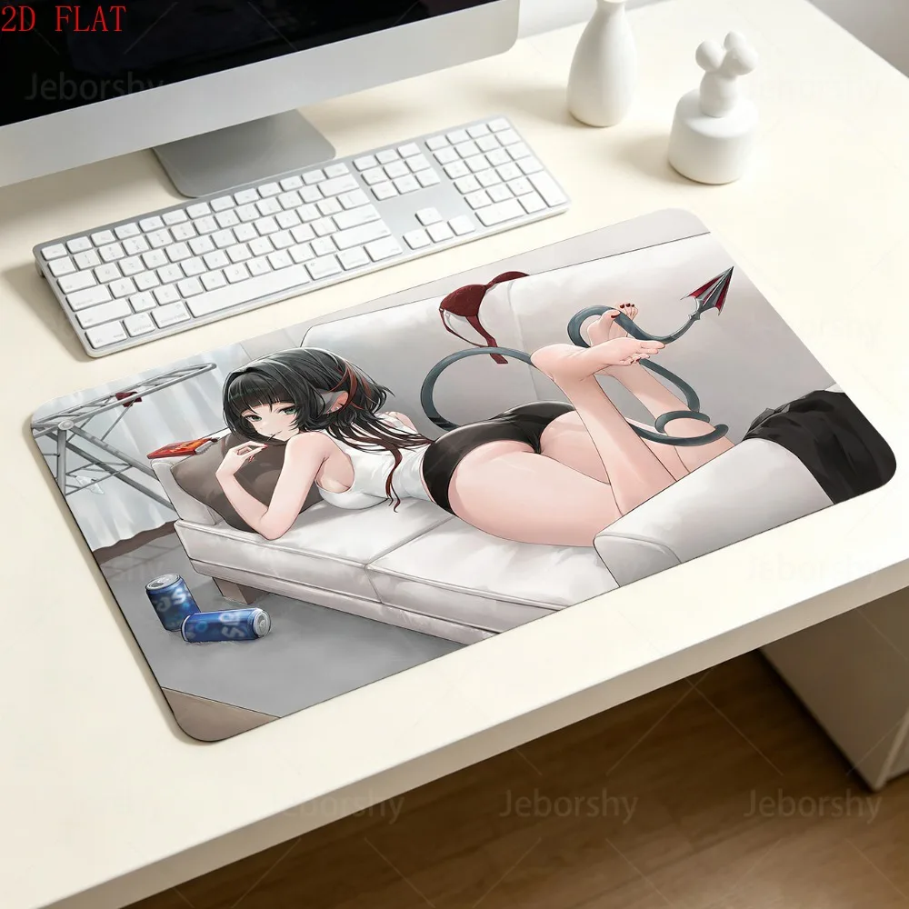 Anime Mouse Pad Gamer XXL Keyboard Mat Dark Green Warm Industrial Anime Girl Multi Scene Office Gaming Home Desk
