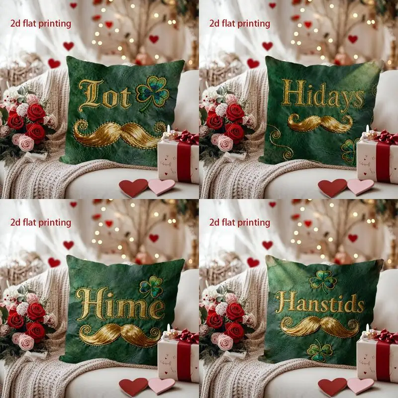 

Лот домашнего декора с клевером и усами, декоративная наволочка с узором, чехол для подушки, подходит для дивана, спальни, автомобиля, наволочка