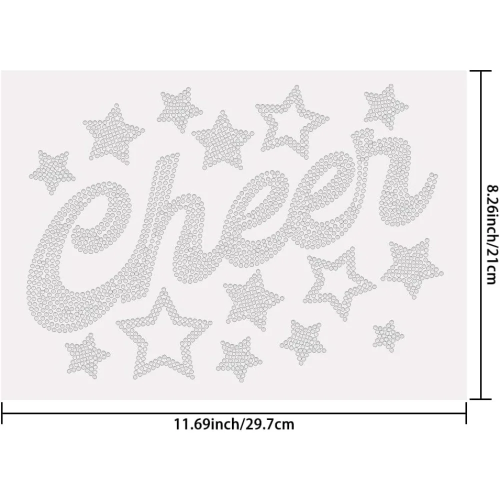 Cheer Iron on Rhinestones Transfer Cheer Stars Bling Decals T-Shirt Crystal DIY Heat Transfer Sticker Crystal Decor for Clothing