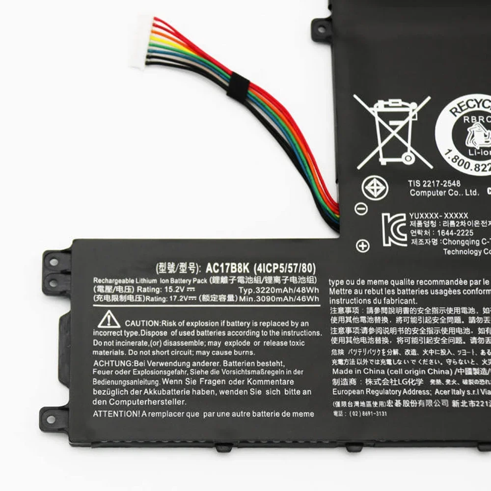 Imagem -02 - Bateria do Portátil Ac17b8k 15.2v 48wh para Ac17b8k para Acer Swift Sf31552g Sf315-52 4icp5 57 81 51ak Novo