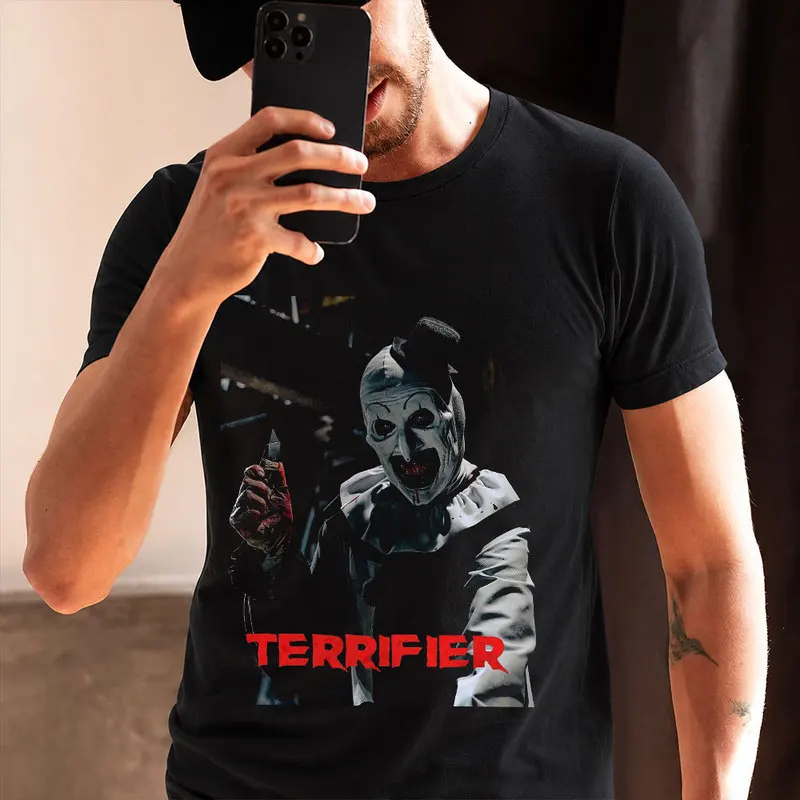 Retro Horror Movie Terrifier Art The Clown Killer Scary Halloween Gift T Shirt 0912 Short Sleeve