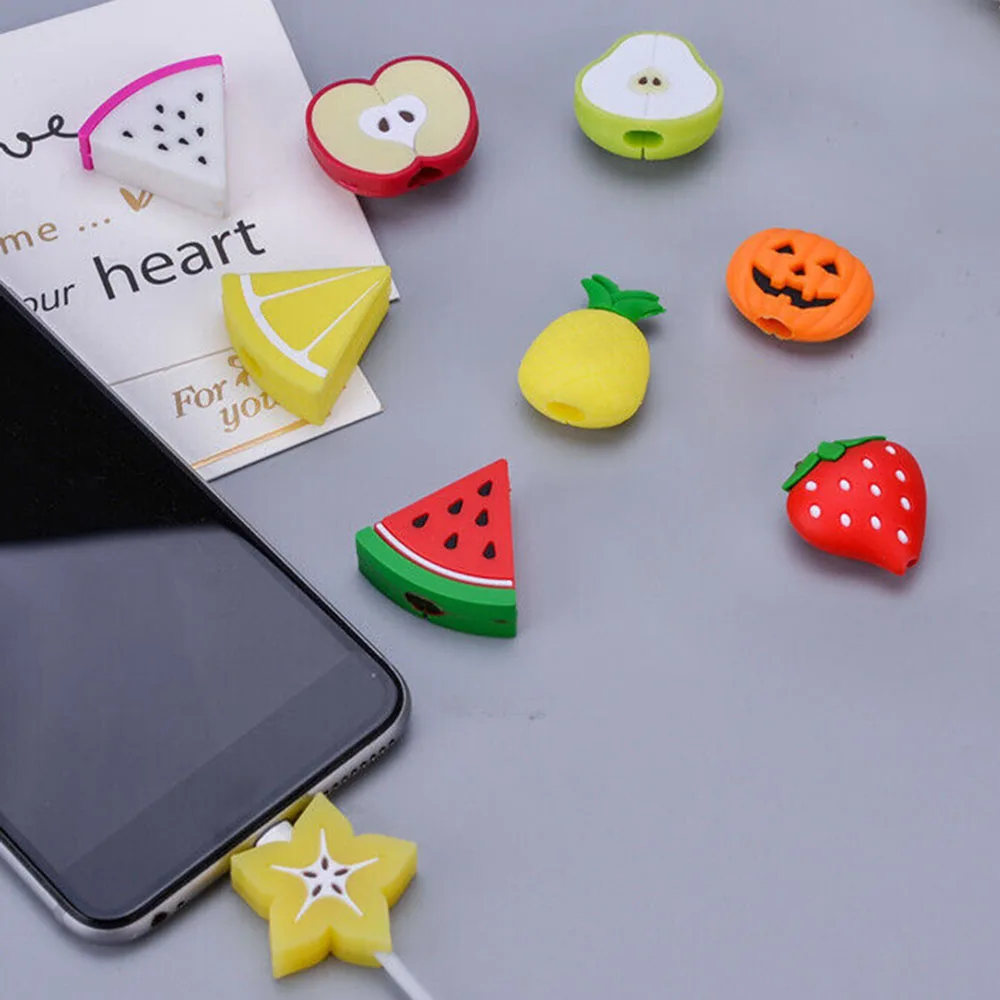 New Cute Fruit Shape Charging Cable Protector Anti-Break Sleeve for iPhone Android Data Wire Protective Cover