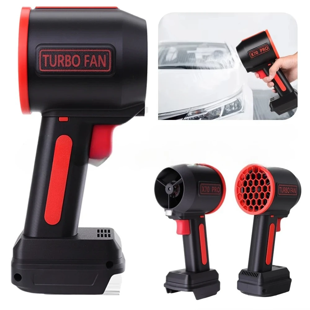 Ventilateur turbo mini puissant de 70 mm, souffleur d'air, poussée maximale de 2800 g, pour le lavage de voitures, le déneigement, le soufflage des feuilles, compatible avec Delwat/Makita, sans batterie