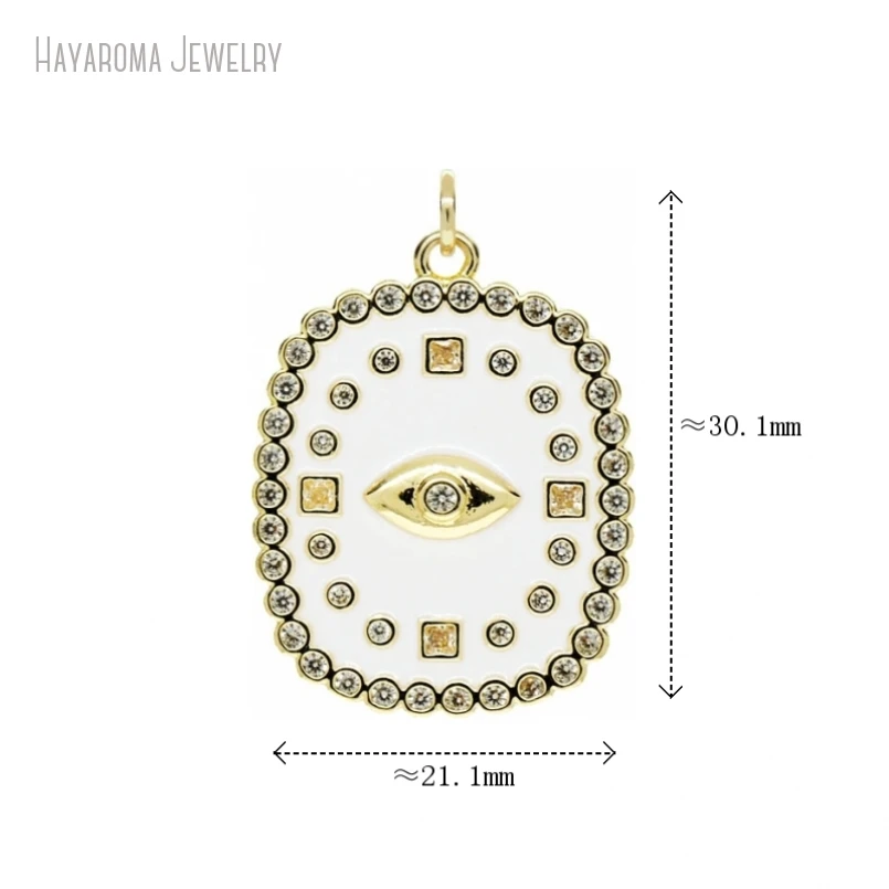 

5Pcs Jewelry Copper Invisible Setting Geometric Oblong Religious Evil Turkish Eye Metal Cubic Zirconia Gold Color Pendant