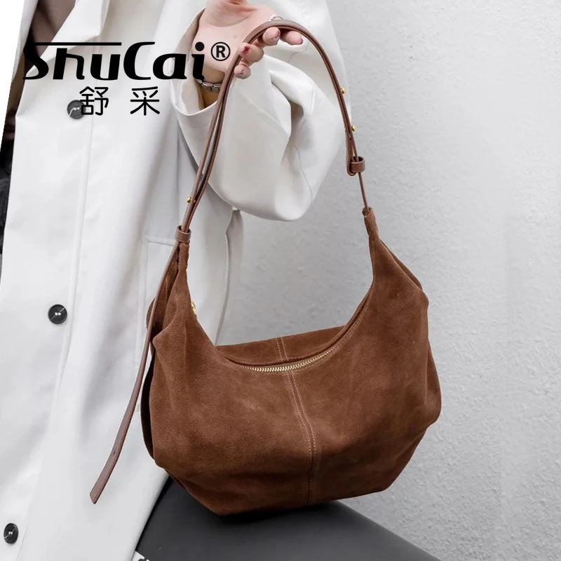 

Genuine Grade Suede Leather Fashion Women's Shoulder Crossbody Bags Luxury Designer Brand Ladies Bag for Woman Brown Black Green