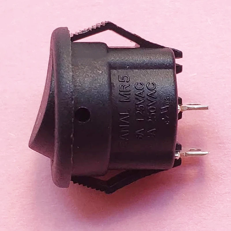 1~5pcs/lot  Two-footed two-position black circular boat-shaped toggle switch MR5-110-R5N-BBW with a mounting hole of 15MM