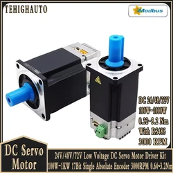 Servomotore DC 24V/48V All-in-one Azionamento integrato 400W 750W Motore a bassa tensione 60 80mm Encoder assoluto 17Bit 3000RPM con RS485