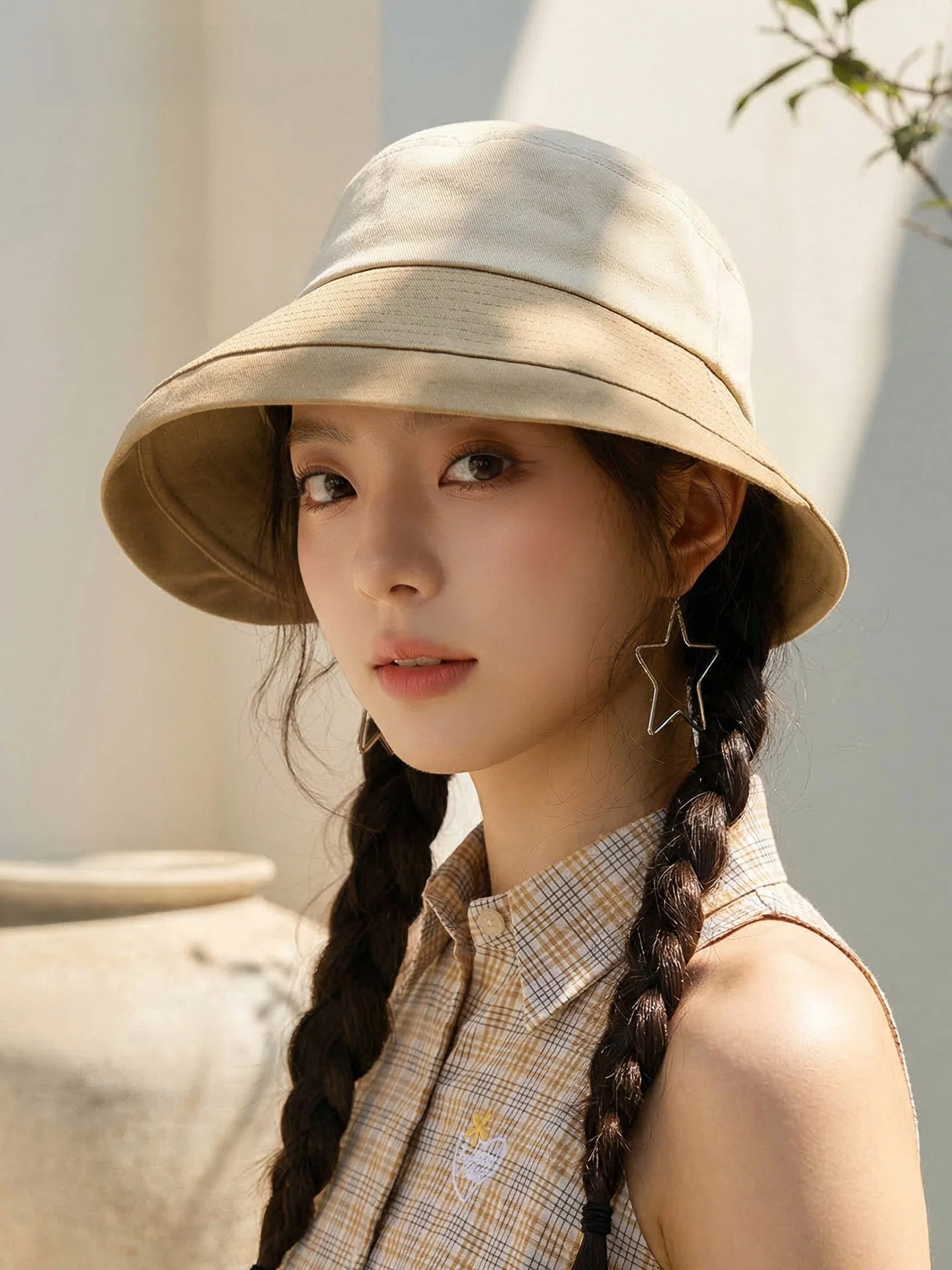 cacuss-レディース-春夏新スタイル-カジュアル-アウトドア-つば広帽子-顔痩せサングラス-折りたたみ式フィッシャーマンキャップ