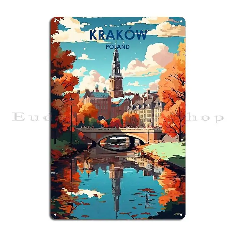 Krakow Poland Metal Plaque Poster Retro Plaques Party Vintage Designer Tin Sign Poster