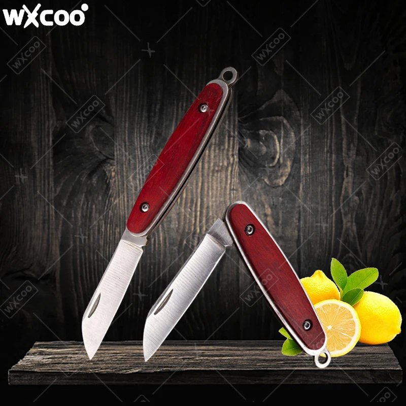 

Нож для фруктов из нержавеющей стали, складной нож, ручка из палисандра, многофункциональный кухонный карманный нож для очистки фруктов, кухонные аксессуары