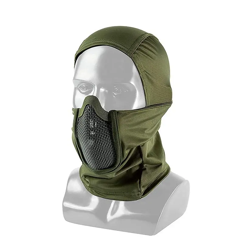 Set di equipaggiamento protettivo Airsoft maschera a rete a mezza faccia con protezione per le orecchie per bambini adulti Paintball Shooting CS