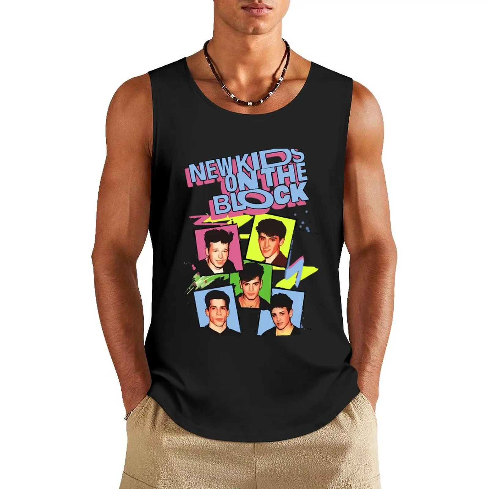 

Vintage Nkotb Band Music Setup Official Tank Top sleeveless t-shirts for men Working vest