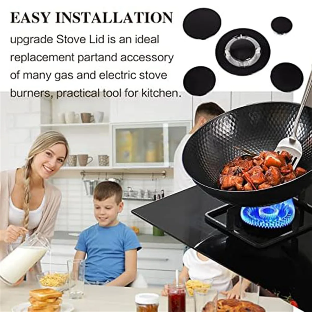 Upgrade Cooker Hat Set Oven Gas Hob Burner Crown Flame Cap Cover for Kitchen Fit for SABAF Stove Handles Lid