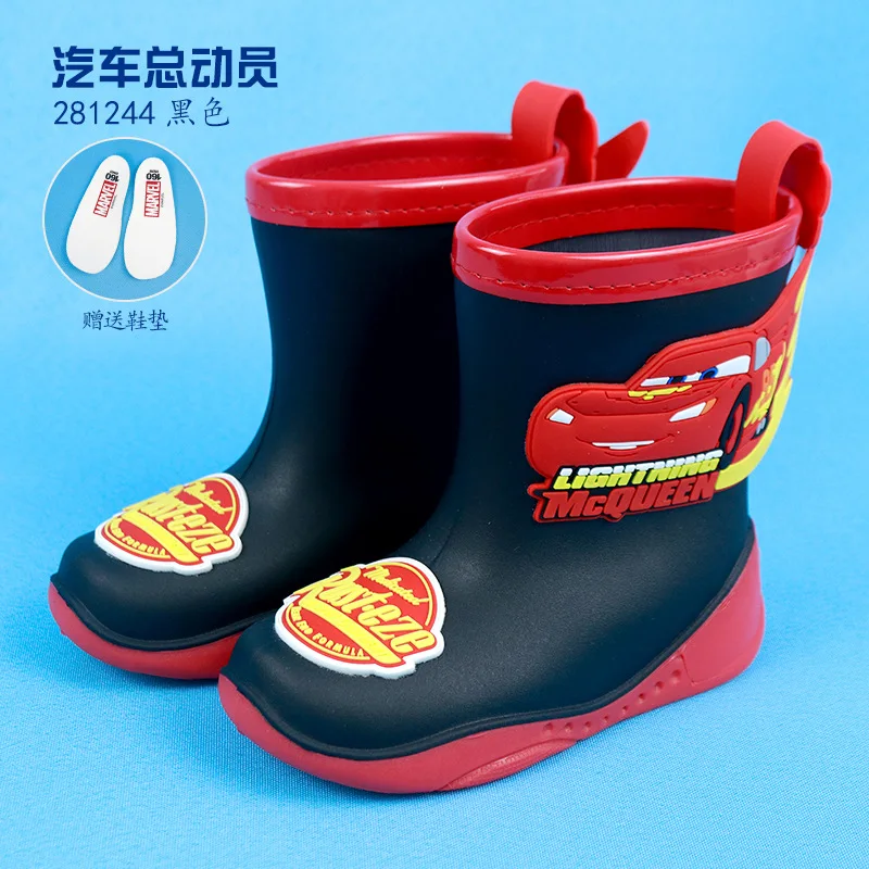 Kids Rain Boots Boys Girls Cartoon Spiderman Captain America Mickey Mouse Waterproof Shoes Student Children Toddler Water Shoes