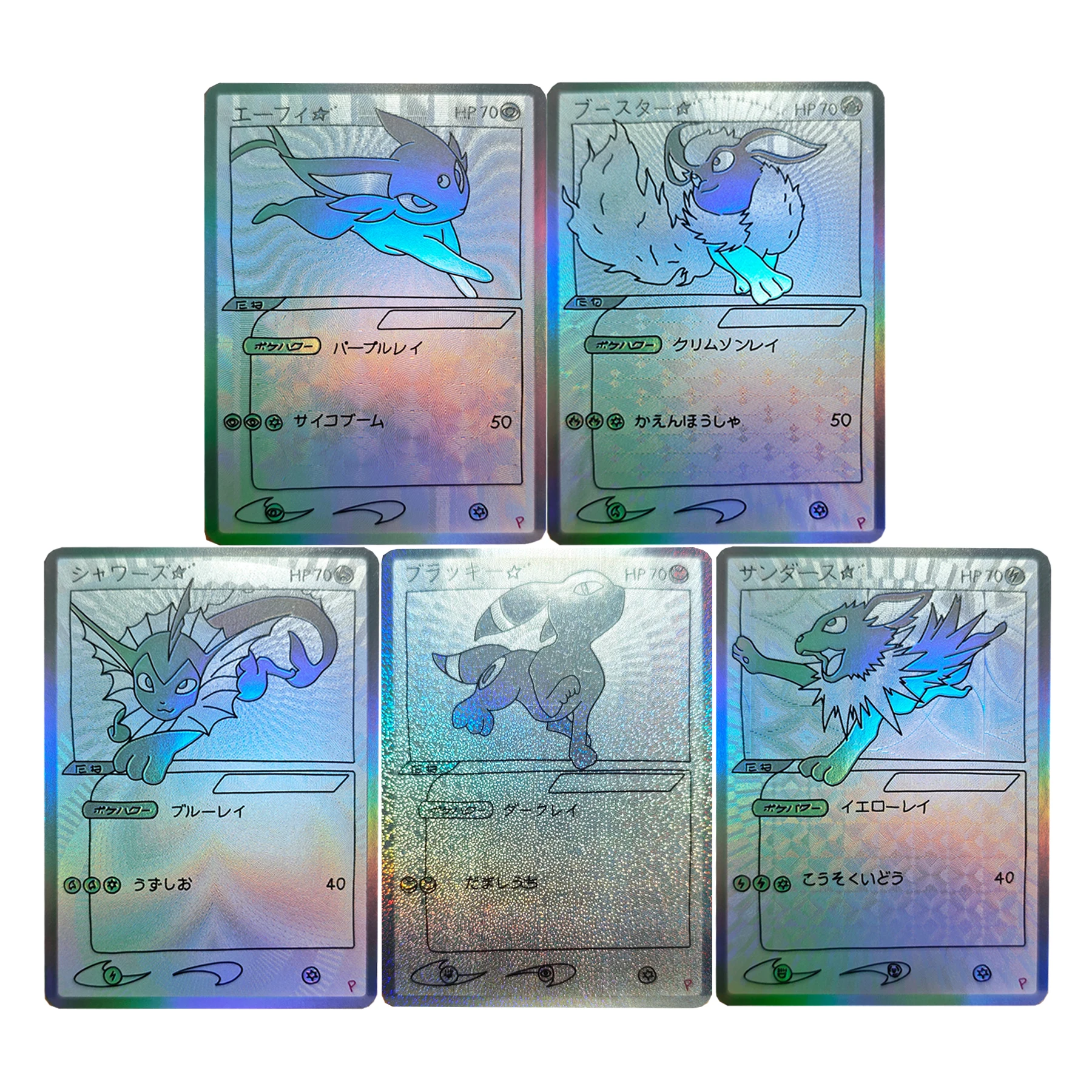 

5Pcs/set 63X88Mm Diy Ptcg Umbreon Espeon Collection Card Refraction Color Flash Ptcg Vaporeon Simple Drawing Anime Card Gift