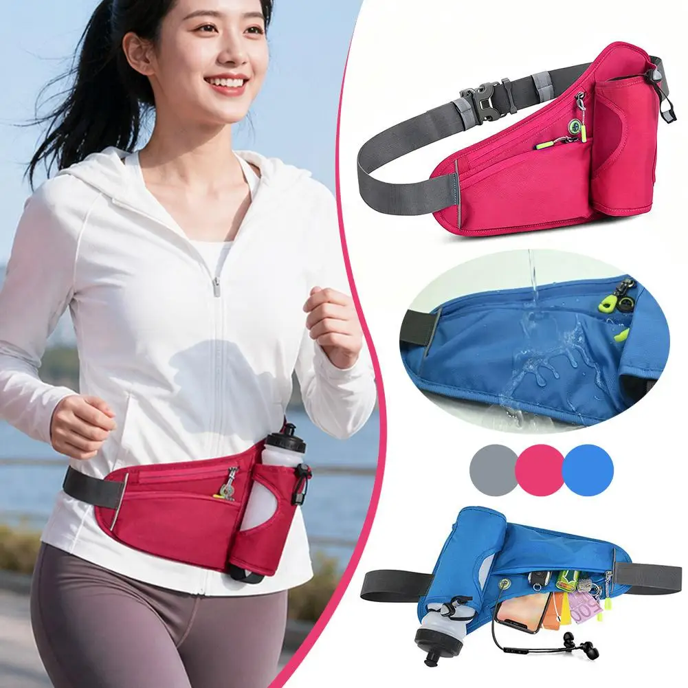 Adjustable Sports Fanny Pack with Water Bottle Holder  Multifunctional Outdoor Running Waist Bag for Hiking Cycling Fitness image 6