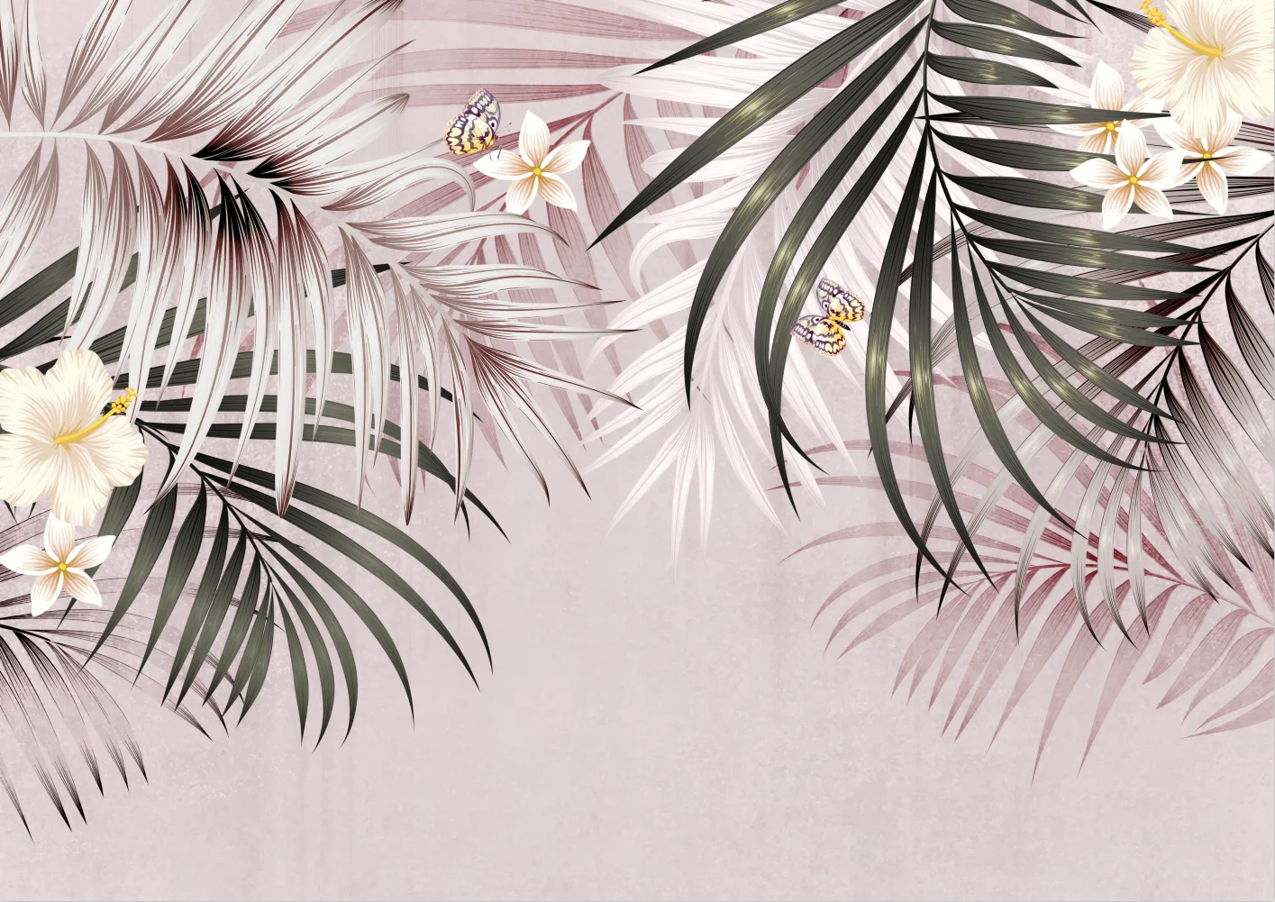 

Customized Size Mural Tropical Plants Forest Banana Leaves Flamingo Wallpaper Home Decoration Palm Trees mural 3d wallpaper