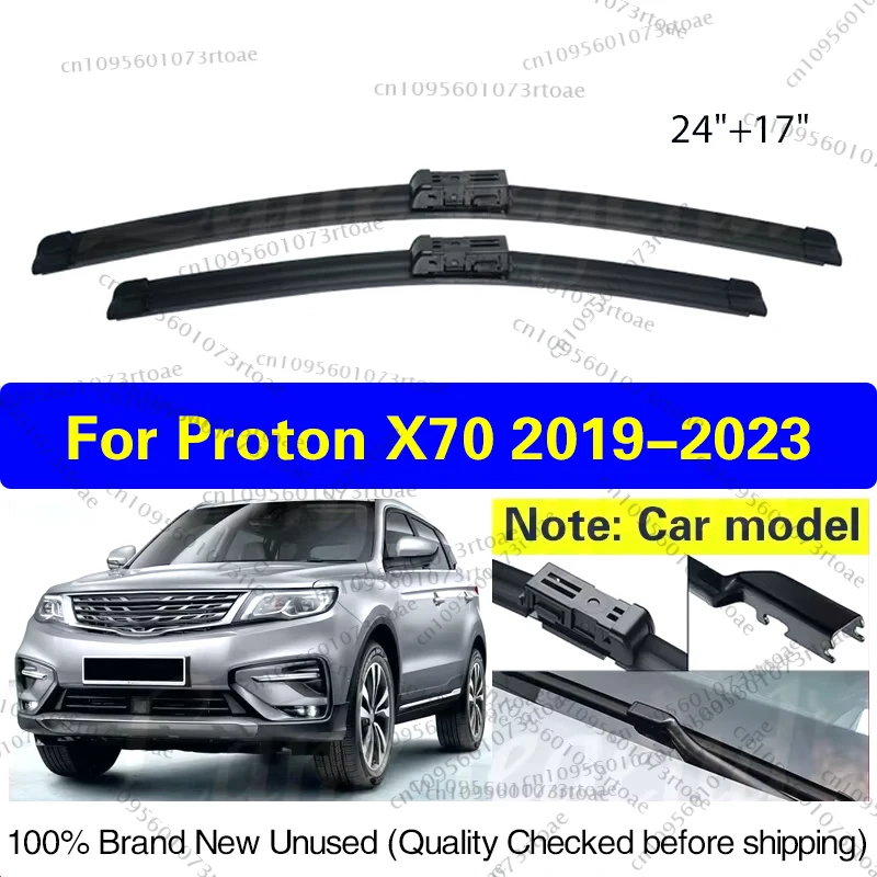 

Car Front Wiper Blades For Proton X70 2019 2020 2021 2022 2023 Soft Rubber Windscreen Windshield Windows Car Rain Brush 24"+17"