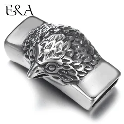 Stainless Steel Punk Bald Eagle Slider Beads 12*6mm Hole Slide Charms for Men Leather Bracelet Jewelry Making DIY Accessories