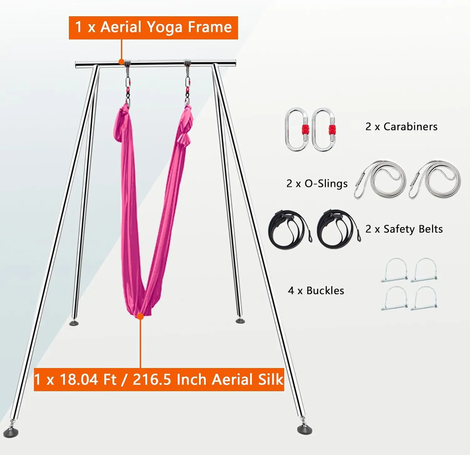 9.6 FT/115.3 Inch Adjustable Height Aerial Yoga Frame & Yoga Hammock, Professtional Yoga Swing Stand Comes with 18 FT / 216.5 In