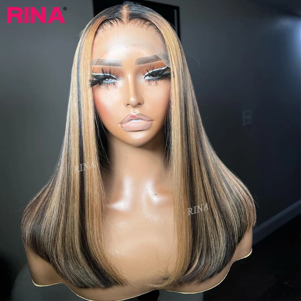 Highlight 1B 27 Colored 13x4 Lace Front Human Hair Short Bob Wigs Pre Plucked 180 Density Wig Straight 13x4 Bob Wig For Women