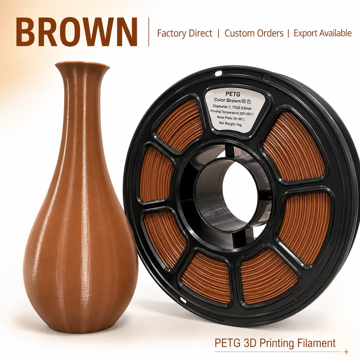 PETG Filament 1.75mm 1KG Spool 3D Printer Filament Tangle-Free Low Warping High Toughness Smooth Printing for FDM Printers