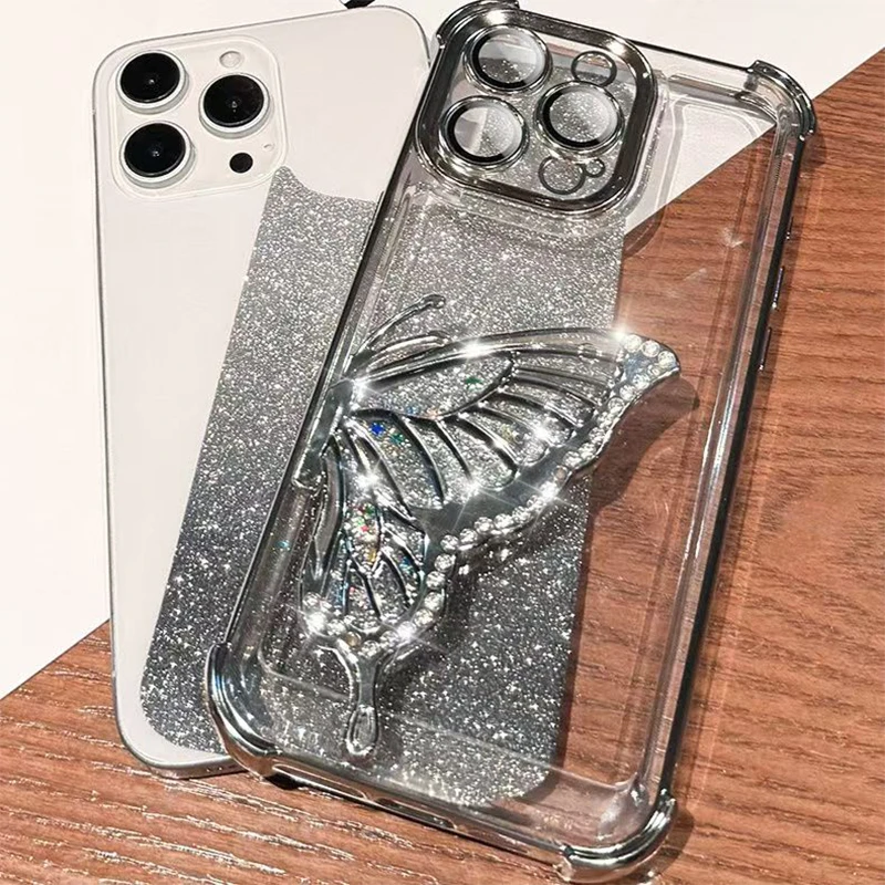 Immagine 7: Custodia per Telefono con Effetto Laser e Glitter, Antiurto, Placcata, per iPhone 17 Air 16 15 14 Plus 13 12 11ProMax, Cover in Silicone