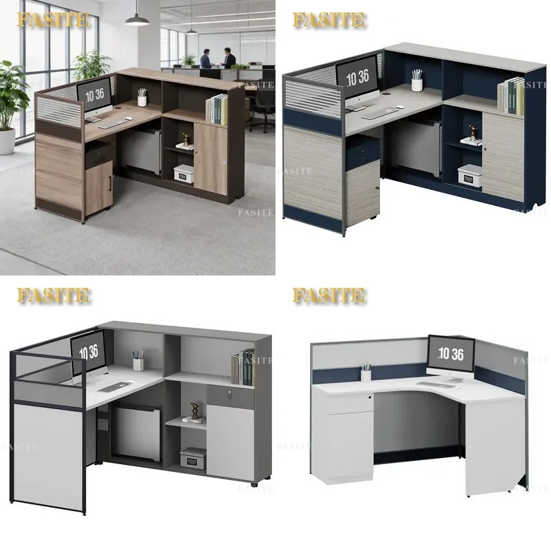 For Modern Staff Office Workstation White Desk with Room Partition Design Furniture for Workspace Organization and Privacy
