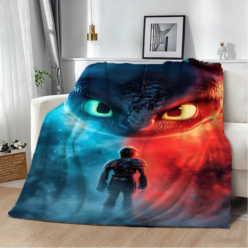 H-How To TT-rain Your Dragon Cartoon 3D Flannel Blanket Soft Throw Blanket Art For Home Decor Bedroom Bed Sofa Picnic Fan Gifts