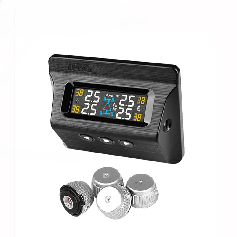 TPMS Automotive Tire Pressure Monitoring System LCD Wireless Solar External Sensor