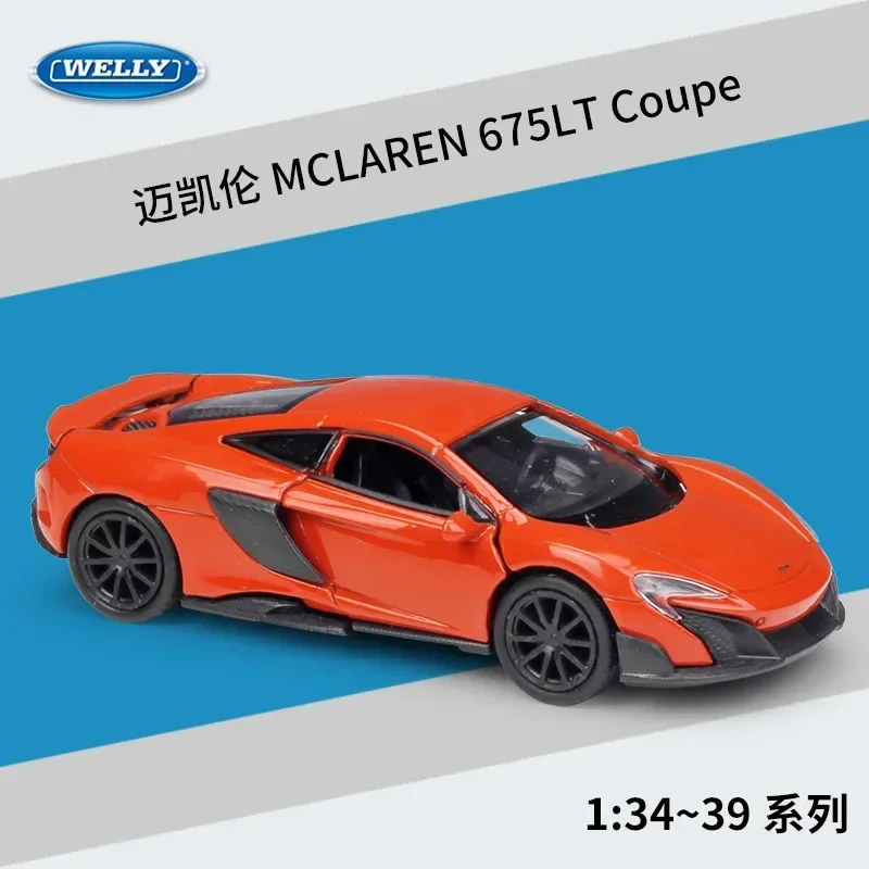 Welly 1:36 Mclaren 675lt Coupe Sportwagen Simulator Metalen Pull Back Auto Model Voor Kinderen Cadeau B76